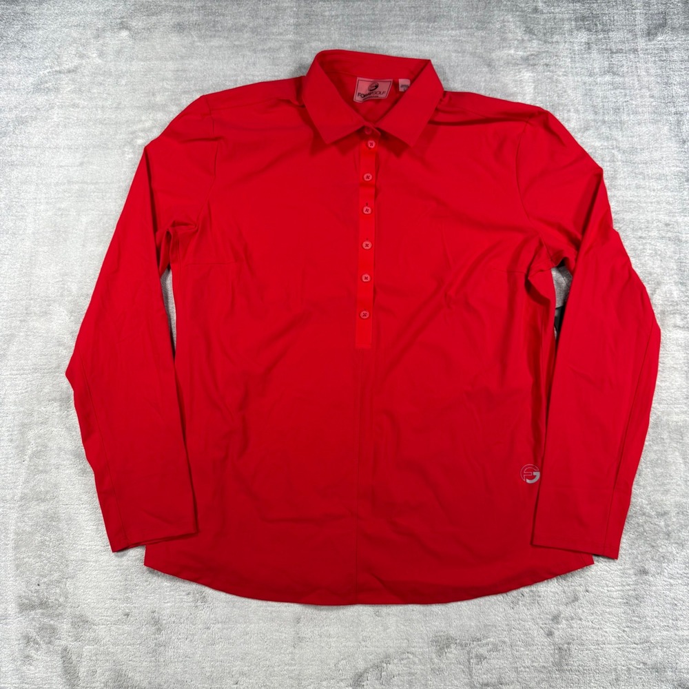 Foray Golf Shirt Women Large Rosso Red Core Long Sleeve Polo UPF 50 Stretch